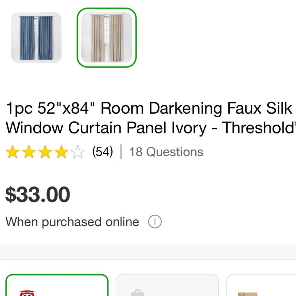 4 panels of 52x84” beige faux silk room darkening drapes - Picture 2 of 7